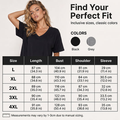 ☀️🌿 Klänning med V-ringning i avslappnad passform och T-shirtkomfort – perfekt för avslappnade utflykter✨