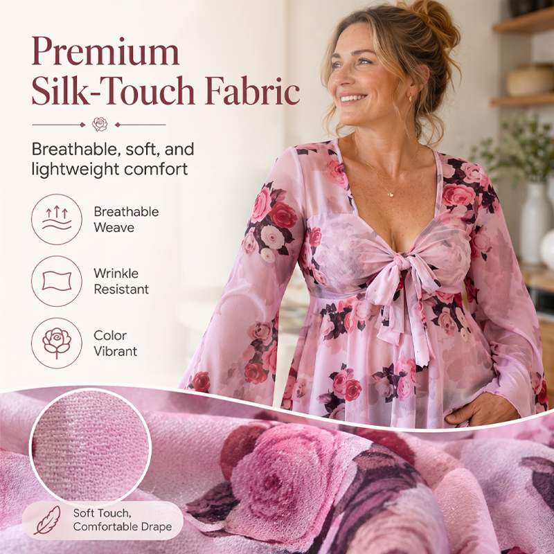 🔥Sommarens bästsäljare🔥🌸 Blus med blommönster och fyrkantig halsringning samt knytdetalj framtill