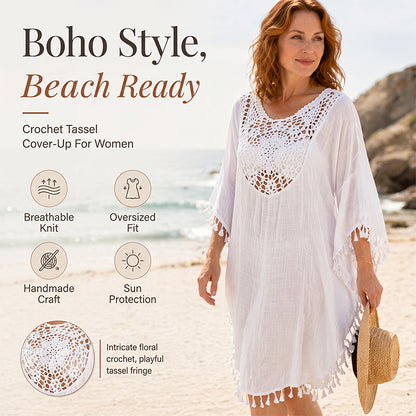 ✨Nyhet✨🌊Luftigt patchwork-strandplagg med boho-fransar – sommarens perfekta semesterlook! ☀️