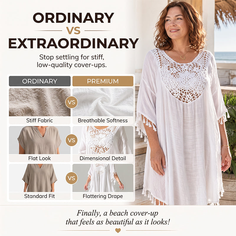 ✨Nyhet✨🌊Luftigt patchwork-strandplagg med boho-fransar – sommarens perfekta semesterlook! ☀️