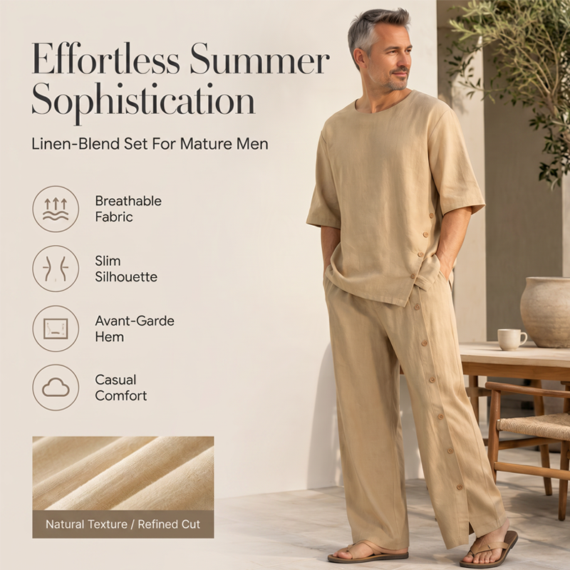 👕 2-delat set med skjorta och byxor i casualstil för män – Skjorta & byxor för en avslappnad och snygg look ☀️