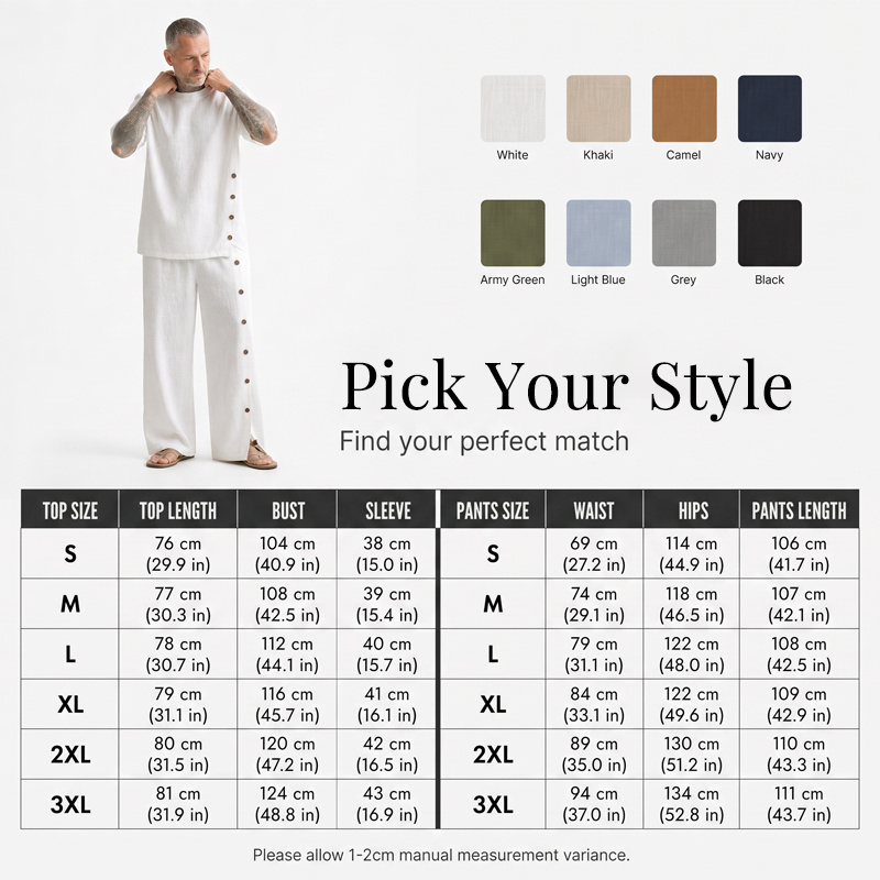 👕 2-delat set med skjorta och byxor i casualstil för män – Skjorta & byxor för en avslappnad och snygg look ☀️