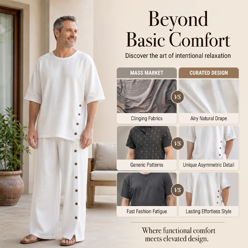 👕 2-delat set med skjorta och byxor i casualstil för män – Skjorta & byxor för en avslappnad och snygg look ☀️