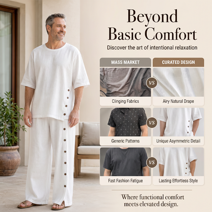 👕 2-delat set med skjorta och byxor i casualstil för män – Skjorta & byxor för en avslappnad och snygg look ☀️