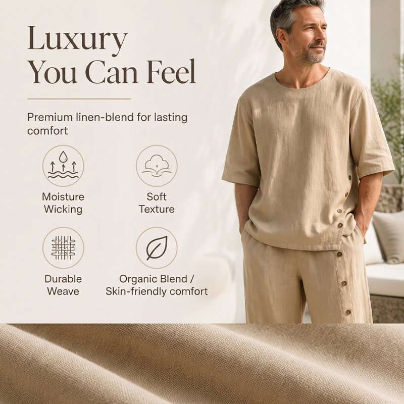 👕 2-delat set med skjorta och byxor i casualstil för män – Skjorta & byxor för en avslappnad och snygg look ☀️