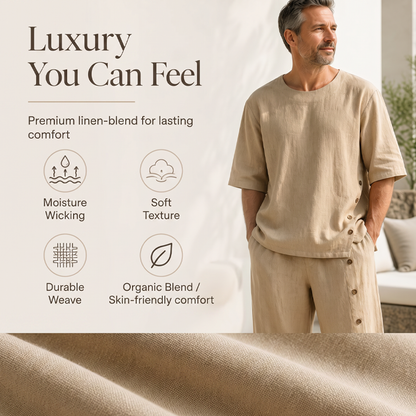 👕 2-delat set med skjorta och byxor i casualstil för män – Skjorta & byxor för en avslappnad och snygg look ☀️