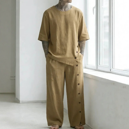 👕 2-delat set med skjorta och byxor i casualstil för män – Skjorta & byxor för en avslappnad och snygg look ☀️