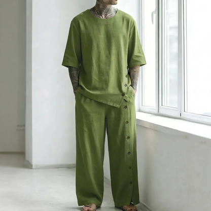 👕 2-delat set med skjorta och byxor i casualstil för män – Skjorta & byxor för en avslappnad och snygg look ☀️