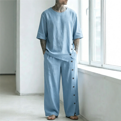 👕 2-delat set med skjorta och byxor i casualstil för män – Skjorta & byxor för en avslappnad och snygg look ☀️