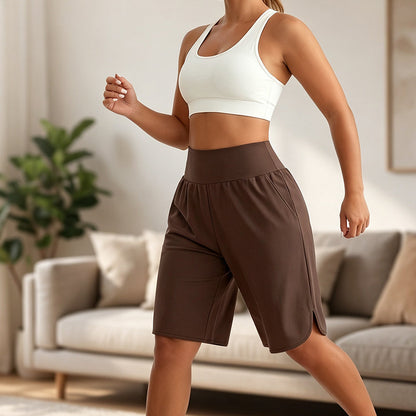 📢📢SCONTO DEL 50%!!⏰Pantaloncini da donna casual a gamba larga, lunghi fino al ginocchio