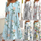 👗🌸 Abito elegante da donna con stampa floreale, scollo tondo e maniche lunghe