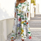👗🌸 Abito elegante da donna con stampa floreale, scollo tondo e maniche lunghe