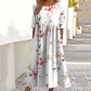 👗🌸 Abito elegante da donna con stampa floreale, scollo tondo e maniche lunghe