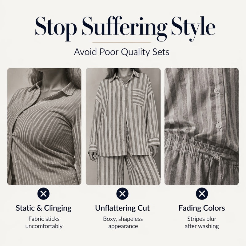 🔥 55% RABATT! ✨Women's Casual Striped Two-Piece Set – Elegant komfort som passar hela dagen 🌿