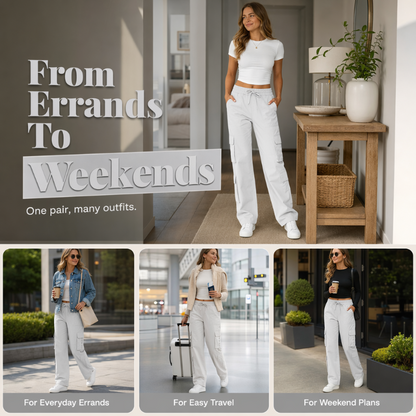🔥 50% RABATT! ✨ Trendiga cargobyxor för kvinnor – Komfort, smarta fickor & perfekt vardagsstil 🤍