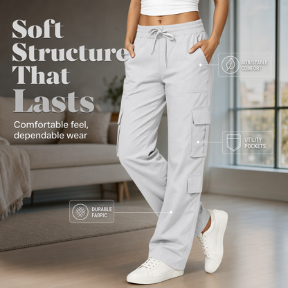 🔥 50% RABATT! ✨ Trendiga cargobyxor för kvinnor – Komfort, smarta fickor & perfekt vardagsstil 🤍