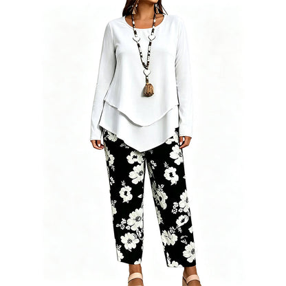 🔥 50% RABATT! 🌸 Tvådelat set med topp och byxor i casualstil för damer✨