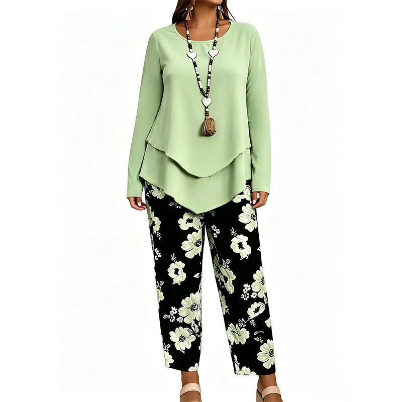 🔥 50% RABATT! 🌸 Tvådelat set med topp och byxor i casualstil för damer✨