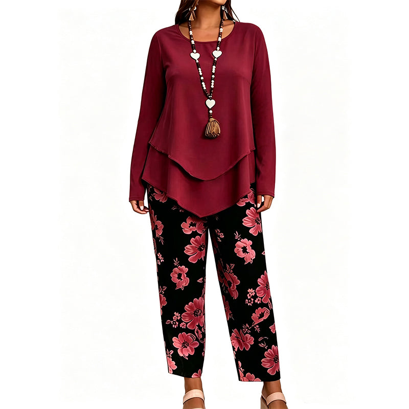 🔥 50% RABATT! 🌸 Tvådelat set med topp och byxor i casualstil för damer✨