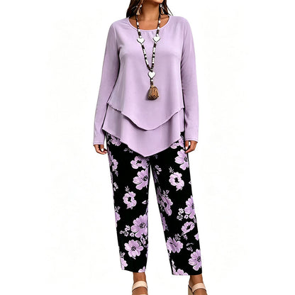 🔥 50% RABATT! 🌸 Tvådelat set med topp och byxor i casualstil för damer✨