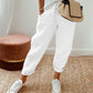 Pantaloni casual in cotone e lino per donna