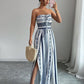 🎁New Arrival 50% OFF💥 Geometric Jumpsuit with Halter Neckline & Side Slit – Unique Print, Elegant Fit, Versatile Style ✨