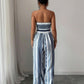 🎁New Arrival 50% OFF💥 Geometric Jumpsuit with Halter Neckline & Side Slit – Unique Print, Elegant Fit, Versatile Style ✨