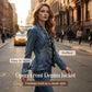 Giacca in denim da donna con volant e apertura frontale
