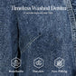 Giacca in denim da donna con volant e apertura frontale