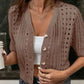 Women's Short Sleeve Hollow-Out Knit Cardigan