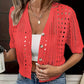 Women's Short Sleeve Hollow-Out Knit Cardigan