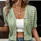 Women's Short Sleeve Hollow-Out Knit Cardigan