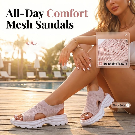 Breathable mesh platform sandals for women