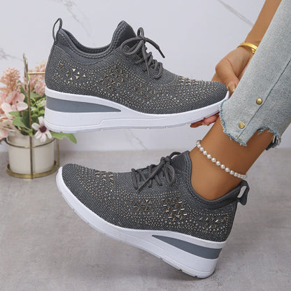 Scarpe sportive traspiranti in rete con strass