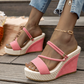 👠 LIMITED-TIME 50% OFF! ✨ Women's High Heel Wedge Sandals – Woven, Ankle Strap, Resort Ready 🌴