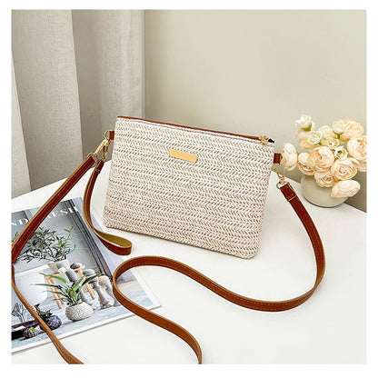 Borsa a tracolla e pochette da donna in paglia intrecciata