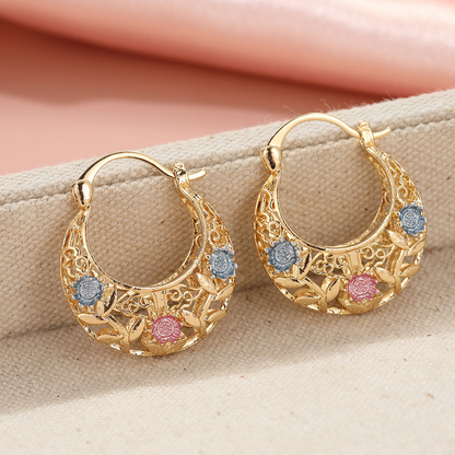 💛 50% OFF NOW! 🌙 Gold-Plated Crescent Hoop Earrings with Enamel Flowers – Delicate, floral charm & perfect for everyday elegance or gifting 🌸