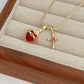 Sacred Heart & Rose Cross Pendant Necklace
