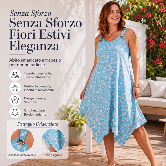 Abito estivo da donna con spalline e stampa margherite