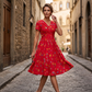 🌸Abito da donna con scollo a V, stampa floreale e vita arricciata✨ Eleganza Floreale, Femminilità Senza Tempo
