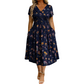 🌸Abito da donna con scollo a V, stampa floreale e vita arricciata✨ Eleganza Floreale, Femminilità Senza Tempo
