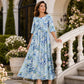 👗🌸 Abito elegante da donna con stampa floreale, scollo tondo e maniche lunghe