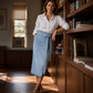 Gonna di jeans vintage da donna con allacciatura laterale a drappeggio