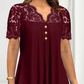 🌹Top da donna a maniche corte con scollo a V e inserti in pizzo– Stile Femminile e Raffinato per Ogni Occasione✨