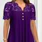 🌹Top da donna a maniche corte con scollo a V e inserti in pizzo– Stile Femminile e Raffinato per Ogni Occasione✨