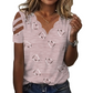 🌸 T-Shirt Donna Elegante con Scollo a V, Bordi Ondulati e Stampa Cuore – Stile Femminile Chic