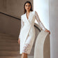 🥂Abito aderente da donna elegante con scollo a V e maniche in pizzo– Stile Raffinato per Occasioni Speciali