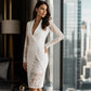 🥂Abito aderente da donna elegante con scollo a V e maniche in pizzo– Stile Raffinato per Occasioni Speciali