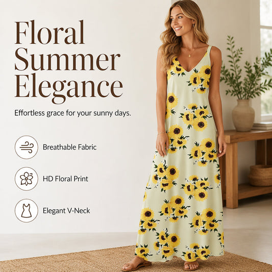 🌻Flowy Vacation Maxi Dress– Eleganza Fresca e Comfort Naturale🌸