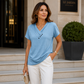🌸T-shirt da donna casual a maniche corte con scollo a V– Comfort Premium e Stile Quotidiano Chic✨